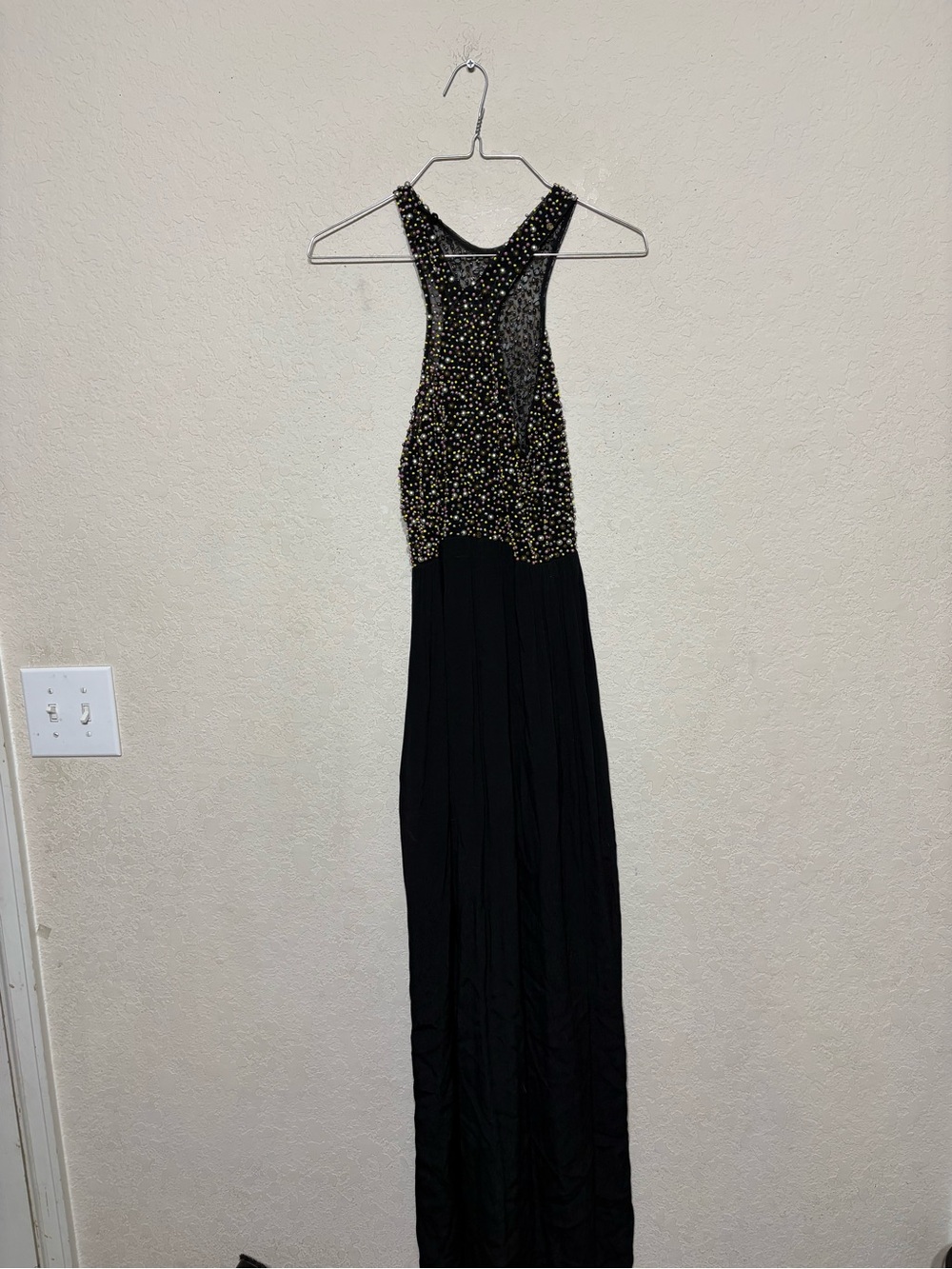 Shakuhachi Black Maxi Dress with Gold Bead Embellishment
